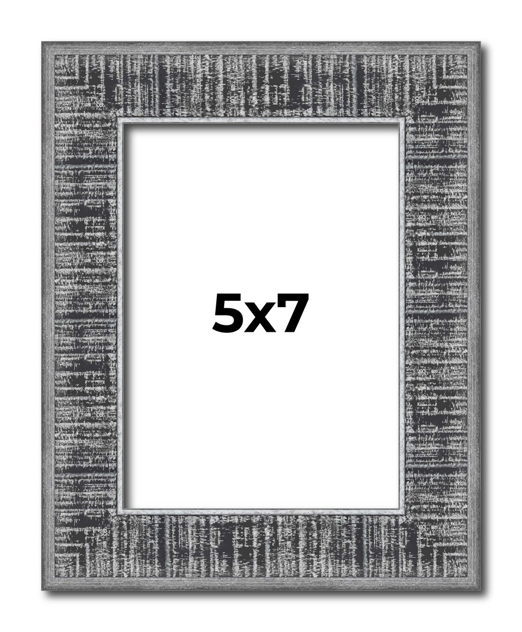 Photo Size Distressed Black Picture Frame - UV Acrylic, Foam Board Backing, Hanging Hardware